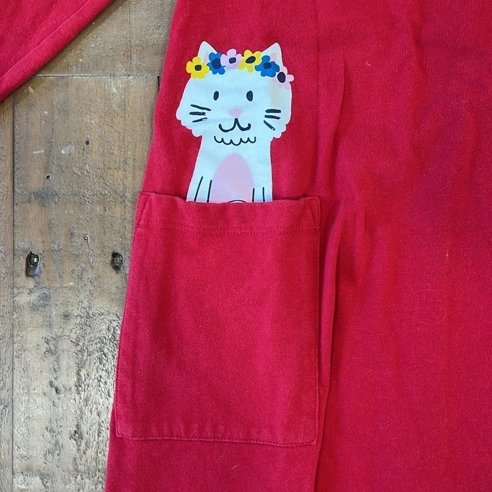 Hanna andersson red pocket cat dress 6-7 years